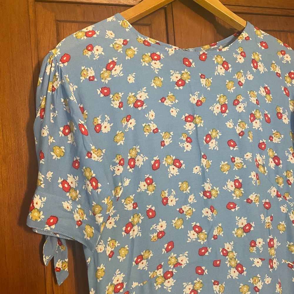 Anthropologie Faithfull The Brand Erin Floral Midi Dress Jasmin Blue Floral 6/M - Picture 9 of 14